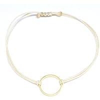 Kreis Armband Gold - Beige, Textilarmband für Damen, Größenverstellbar