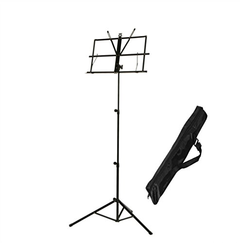 KuGi Leggio, portatile Holder regolabile pieghevole Musica / stand Borsa da trasporto per il violino, chitarra, violoncello, Sachs, clarinetto, flauto, ecc strumenti musicali imparare e giocare.(Nero)