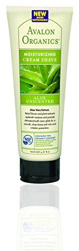 Avalon Organics Moisturizing Cream Shave, Aloe-Unscented, 8-Ounces (Pack of 3)