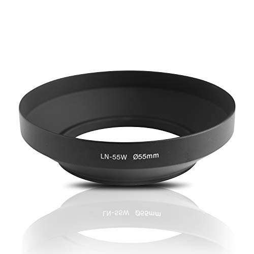 Ares Foto® 55mm Weitwinkel Gegenlichtblende Streulichtblende Sonnenblende zum Einschrauben. CNC gefrästes Metall (Aluminium). Kompatibel mit Sony Canon Nikon Fujifilm Olympus Tamron Sigma Pentax