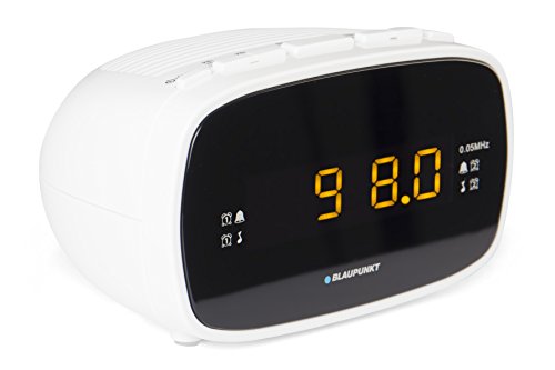 BLAUPUNKT CLR 80 WH Uhrenradio mit Wecker, PLL FM-Lautsprecher, 2 Weckzeiten, Snooze-, NAP und Sleep-Timer weiß