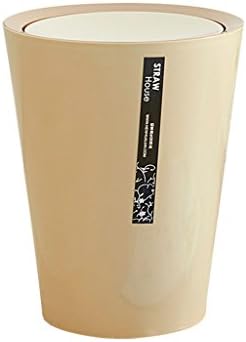 Household Trash Can Kitchen Bathroom Shake Cover Storage Barrels Debris Barrel Plastic ( Color : Khaki )