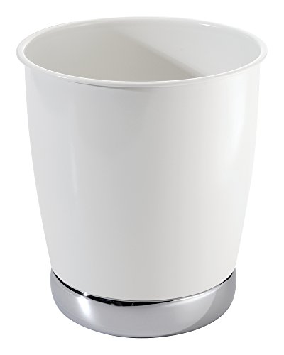 mDesign Mülleimer Bad, weiß - Material: Gebürstetes Metall - hochwertiger Papierkorb Büro - Design Abfalleimer für überall in Ihrem Zuhause