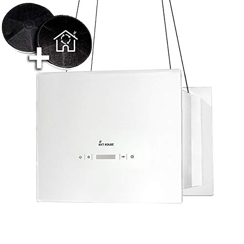 Hotte aspirante design, hotte décorative îlot (40cm, inox, verre blanc, extra silencieux, 4 marches, éclairage LED, touches sensitives TouchSelect, montage câble) BOX400W - KKT KOLBE