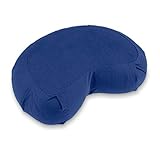 Lotuscrafts Zafu Meditationskissen Halbmond Siddha - Sitzhöhe 15cm - Yogakissen Halbmond mit Dinkelfüllung - Waschbarer Bezug aus Bio-Baumwolle - GOTS Zertifiziert (Himmelblau)