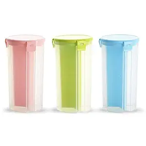 NISHAJ Multi Purpose | Kitchen Food Storage Dispenser Airtight Container Jar | 3 Grid & Compartment Box to Grains, Beans, Snack & Food | Water Proof Tool for Man & Woman in Home, Set of 1 Pcs