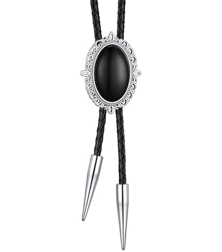 LIGSLN Herren Bolotie Vintage Dreieckiger Steinschmuck Kunstleder Seil