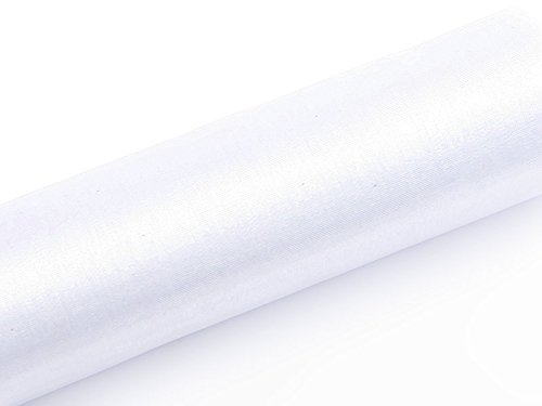 9m lang/ 16cm breit Organzaband Organzastoff Organza Dekostoff Schleifenband Tischläufer Hochzeit - Like a Girl - wir lieben Hochzeiten® (Weiss)