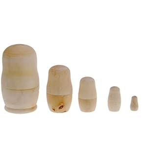 19Kenbeton Wooden White DIY Hand-painted Russian Doll,Educational Toys,Development Intelligence DIY Toys for Kids and Parents Indoor or Lawn New Year's Gift,5Pcs one color