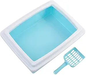 Bark n Bites Puppy & Cat Litter Box with Shovel Plastic Scooper for Pet Cats and Puppy (Blue)