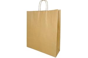 FLORIO CARTA Pacco da 25 Shopper in carta da 100 GR. | Colore Avana | Manico in Carta Ritorta | Dimensione: 36x12x41 cm | Disponibile in Varie Misure e Anche nel Colore Bianco