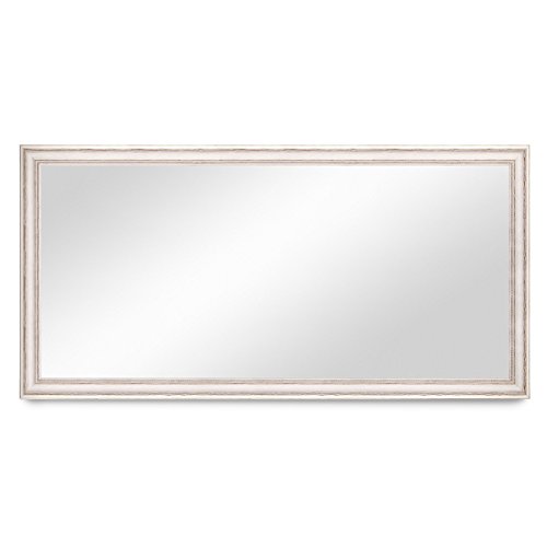 Wand-Spiegel 60×110 cm im Massivholz-Rahmen Landhaus-Stil Weiss / Spiegelfläche 50×100 cm - 3