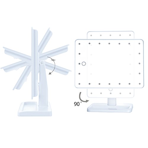 Qivange beleuchter Make-up-Spiegel Kosmetikspiegel mit 20 LED Licht für Rasier Tisch Badzimmer Spiegel (Weiß) - 6