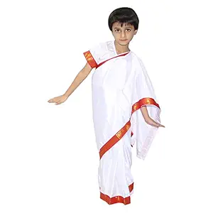 Kaku Fancy Dresses National Hero/ Freedom Fighter Indira Gandhi Costume -White, 7-8 Years, for Girls
