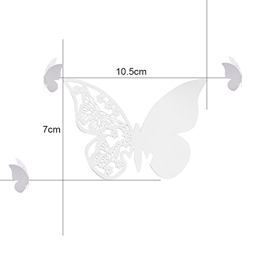 100 Stück Schmetterling Platzkarten ans Glas Hochzeit Namenskarten Weihnachten Taufe Party Glasanhänger für Weinglas Cup Deko Champagnerglas Geburtstag Tischdeko - 6
