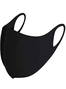 Jigyasa Cotton Reusable Plain Face Protection Mask (Pack of 3, Without Valve, Black) for Girls & Boys