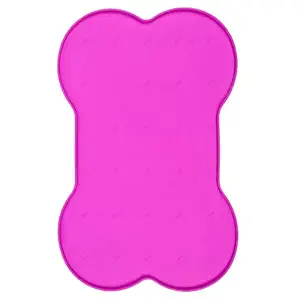 Animax Waterproof Bone Shape Silicone Anti-Skid Pet Food Mat (Speacially for Dog) - Pink