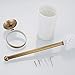 Produktbild Bathty Europäischer antiker Messing-Toilettenbürstenhalter mit Becher-Wandhalterung Fertige Toilettenbürste für Badezimmer-Hotel-Regal Luxuriöser Fester Messing