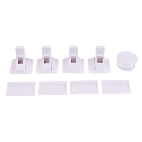 Preisvergleich Produktbild Gazechimp Magnetisch Sicherheit Schloss für Schrank und Schubladen (4 Locks + 1 Schlüssel)