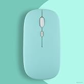 Apple Macbook İle Uyumlu Şarj Edilebilir Sessiz Mouse Bluetooth + 2.4Hz Wifi Kablosuz Mouse Fare Turkuaz