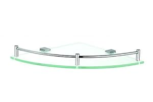 Luxxur ™ S027 Superior Bathroom Glass Corner Shelf Unit with Chrome on Brass Mounts - totally rustproof