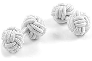 FUNKY CUFFLINKS~COM Elastic Classic Knot Cufflinks - Easy and Smart Application to Double Cuffed Shirts (White)