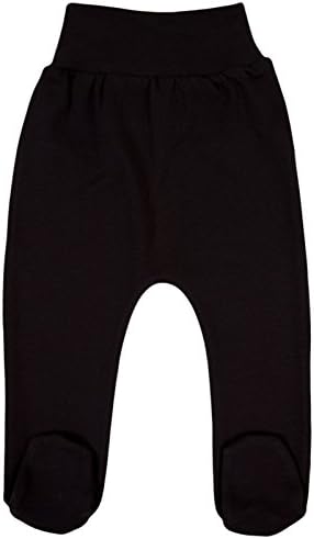TLLC Footed Baby Girls Boys Leggings Trousers With Feet 100% Cotton (Black, 56cm (0-2 Months))