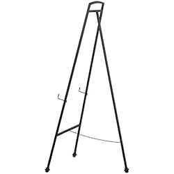 Chevalet à huile permanent en métal for présentoir, chevalet pliant d'intérieur à cadre en fer Art, plancher de panneau d'exposition for support de mariage (Color : Black)