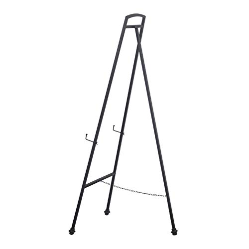 Chevalet à huile permanent en métal for présentoir, chevalet pliant d'intérieur à cadre en fer Art, plancher de panneau d'exposition for support de mariage (Color : Black)