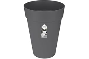 Elho Loft Urban Rond Haut 35 - Pot De Fleurs pour Extérieur - Ø 33.5 x H 45.3 cm - Noir/Anthracite