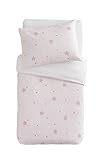 PMP Printed Bedding Set, Duvet Cover and Pillowcase Stars Design 100 x 140 cm Pink