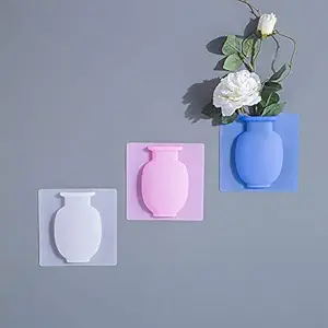 Kelexx Silicone Wall Vase Sticker for Refrigerator or Glass as Office & House Decorations (Multicolour, Standard, 3)