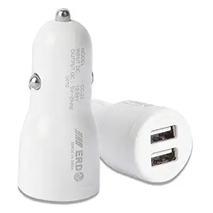 ERD CC-22 Car Charger 5V / 2 Amp. USB Dock | Compatible with All Smart Phones, Power Banks, Tablets, Bluetooth Devices, Gaming Devices, Digital Camera & Other Devices (White)