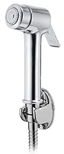 Snowbell Brass Micro Health Faucet with 1 m Flexible Tube and Wall Hook (Chrome Plated and Silver)