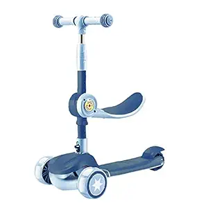 Sit N Slide Kids Kick Scooter- 3 Wheel Scooter (Suitable for 2-10 Yrs) Adjustable Height, Foldable Scooter, 3 LED Light Wheels, Wide Standing Board, Outdoor Activities for Boys/Girls (Yellow)