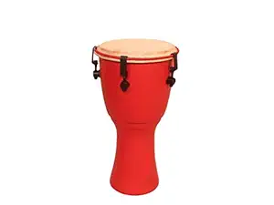 Star Musical And Handicraft Djembe 8 Inch African Djembe Hand Drums with Tuneable Allen Key (Tribal Dholki) Deep Carved from Single Piece Mango Wood - Apple Red (8 x 16 Inches) - Ideal for Age group of 5 to 12