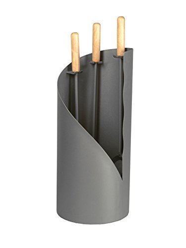 MS Beschläge® Kaminbesteck Ofenbesteck anthrazit beschichtet mit Holzgriffen