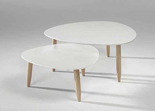 Mesas de centro nido color blanco patas de madera