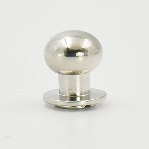 25 Sets 12mm 1/2 Brass Round Head Button Stud Screwback spot For Screw Chicago nail Nickle by Head Button Stud Screwback Chicago nail