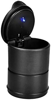 Pentaton Portable Car Ashtray - Black Smokeless with Blue LED Light Universal Size