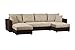 Produktbild CAVADORE Wohnlandschaft Caaro mit Ottomane rechts oder links montierbar / Großes Schlafsofa mit Bettkasten / Im Materialmix / 309 x 163 x 69 / Hellbraun-Braun