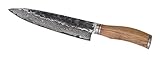 Griffmaterial: Oliven Holz Wakoli Damastmesser (Chefmesser) japan.Damaststahl VG-10, mit Oliven Holzgriff, Wakoli Oliven Serie