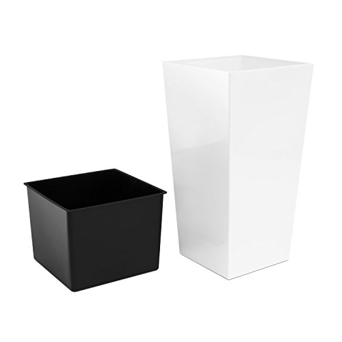 Großer Pflanzkübel 26,6L Blumentopf inkl.Einsatz Kunststoff weiss URBI SQUARE 7 Farben Hochglanz - 5