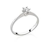  Bossoro Gioielli-Anillo para mujer de plata 925/1000, solitario con circonita cubica brillante de diametro 4.50 mm.