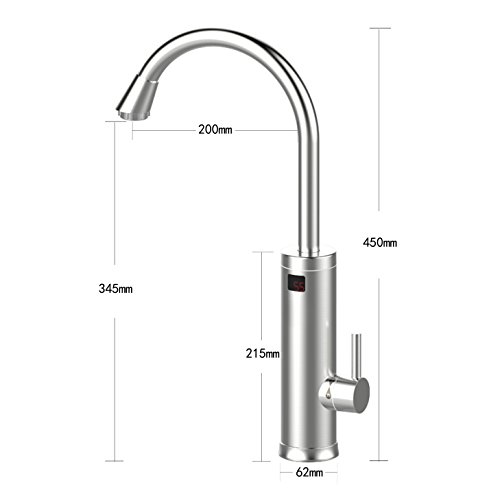 Aladdin SDR-18DC-3H Rostfreier Stahl 220V Sofortig Tankless Elektrisch Heizgerät Küchenarmaturen,360°Schwenken Heiß&kalt elektrische Warmwasserbereiter mit LED Digital Anzeige für Küche,Badezimmer,Waschraum - 8