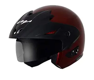 Vega Cruiser Open Face Helmet with Peak (Burgundy, L)