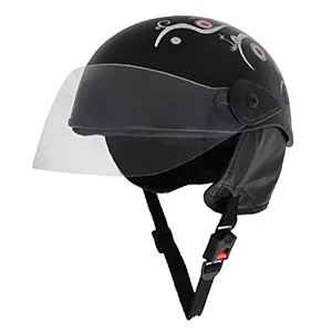 Sage Square Adjustable Kids Helmet for Baby Safety and Comfort (3-12 Years) Sticker (Black Glossy Design1)