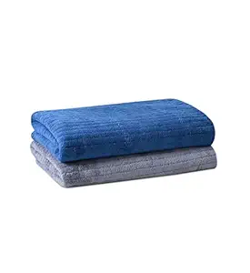 House Beauty Luxury Microfiber Anti-Bacterial, Super Absorbent, Ultra Soft Bath Towel for Men, Women, Kids Pack of 2 Solid(Grey and Blue)