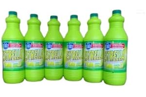 Droquimur Estrella, lejía y detergente, Botella de 1,430 L. Pack de 6 und. y 4 bayetas de Regalo (6, Limon)