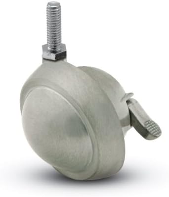 Shepherd Planet Series 2-1/2" Diameter Metal Wheel Caster with Brake, 3/8" Diameter x 1-1/2" Length UNC16 Threaded Stem, 100 lbs Capacity, Satin Chrome Finish